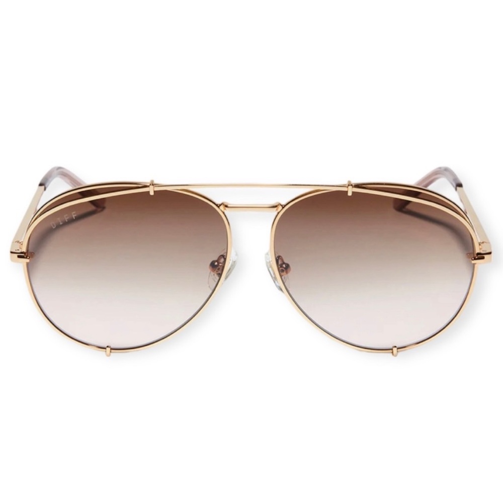 Gold Frame Brown Gradient Aviator Sunglasses - Wo… - image 4